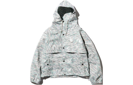 beams Pattern Print Button Hooded Long Sleeve Jacket Men's Multi-Color