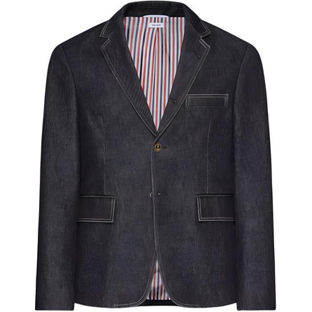 THOM BROWNE Denim Jackets Men Washed Black