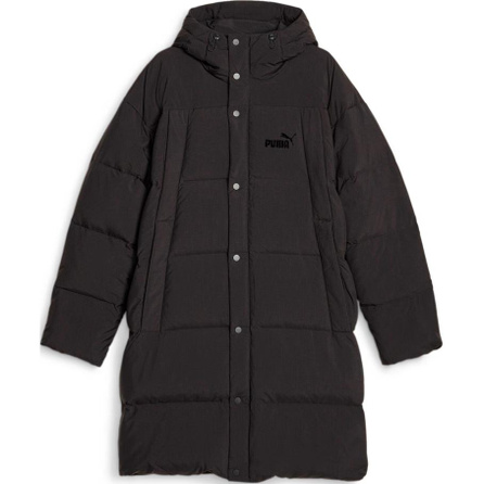 PUMA Long Hooded Down Coat Warm Hooded Versatile Solid Color Long Sleeve Down Jacket Unisex Black