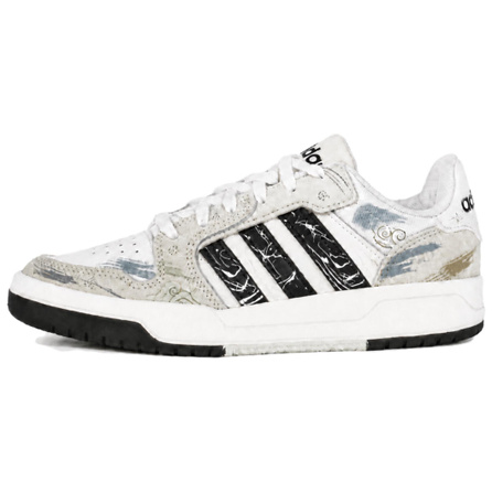 [Custom Sneakers] adidas ENTRAP Cow Split Leather Retro Street American Campus Style Youthful Trendy Comfortable Minimalist Color-Block Height-Boosting Breathable Wrap-Around Wear-Resistant Anti-Slip Low-Top Skate Shoes Men's Beige Black