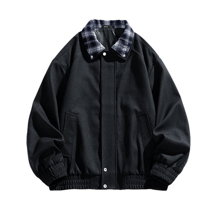 Jeep Lifestyle American Vintage Plaid Spliced Faux Two-Piece Workwear Loose Long Sleeve Zip Turn-Down Collar Street Style Comfortable Versatile Casual Warm Jacket Unisex