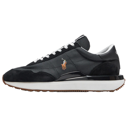 Polo Ralph Lauren Train 89 Leather Round Toe Lace-Up Low-Top Casual Shoes Men's Black
