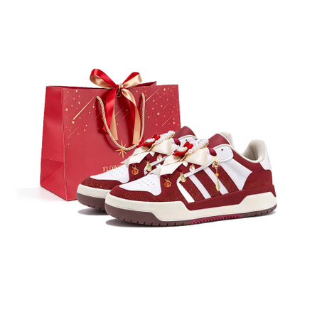 [Custom Sneakers] adidas ENTRAP Jinxi Wedding Shoes Ceremony Toast Outfit Festive Style Couple's Casual Shopping Festival Wear-Resistant Non-Slip Low-Top Sneakers Unisex Red