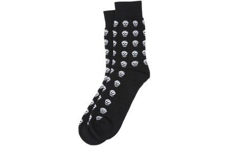 Alexander McQueen Letter Pattern Knit Mid-Calf Socks Men's 2-Pack Black