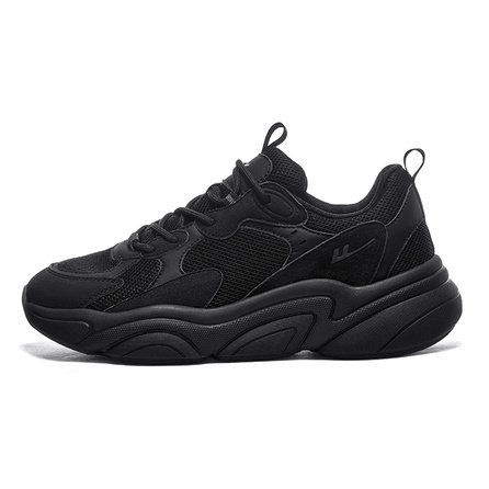 Warrior Trendy Versatile Sports Casual Anti-Slip Wear-Resistant Breathable Low-Top Dad Shoes Unisex All Black