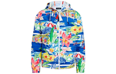 Polo Ralph Lauren SS22 Print Packable Hooded Jacket Coat Men's Blue