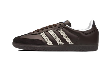 [Custom Sneakers] adidas Originals SAMBA OG Cream Lace Ballet Style Classic Princess Retro Couple Fashion High Street European-American Korean Style Wear-Resistant Low-Top German Training Shoes Unisex Chocolate Brown