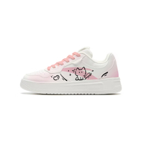 Custom Sneakers Anta Cloud Meow Niche Campus Style Couple Cute Versatile White Shoes Comfortable Synthetic Leather Artistic Hand-Painted Graffiti Street Shock-Absorbing Wear-Resistant Anti-Slip Low-Top Skate Shoes Unisex White порошок