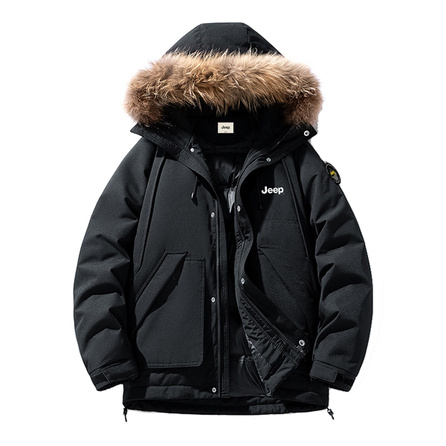 Jeep Expedition Parka Outdoor Extreme Cold Basic Workwear Detachable Fur Collar Thick Warm Parka Down Jacket Unisex