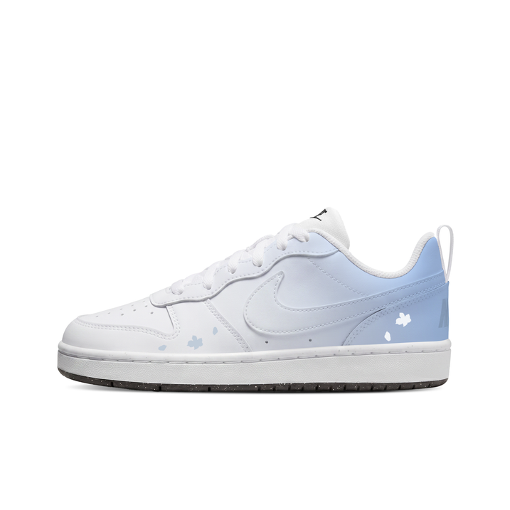 [Custom Shoes] Nike Court Borough GS Iris Macaron Dopamine Sea Salt Fresh Campus Style Healing Student First Love White Shoes Anti-Slip Low-Top Skate Shoes Unisex White/Blue