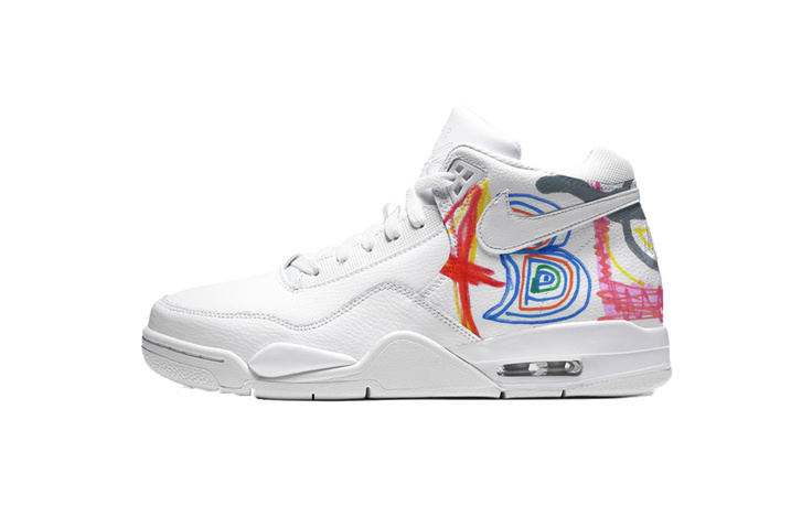 Custom SneakersNike Flight Legacy Colorful Graffiti Street Commute Outdoor Sports Fashion Trendy Mid-Top Retro Basketball Shoes Unisex White