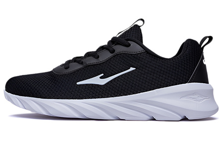 Erke Cushioned Anti Slip Wear Resistant Breathable Lightweight Low Top Casual Running Shoes Men's Black White