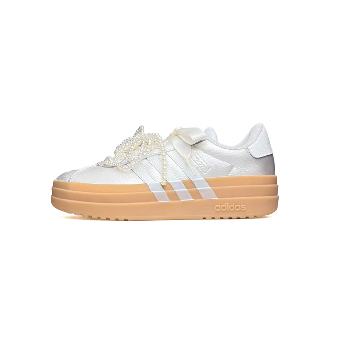 Custom Shoesadidas VL Court Bold Confession Pearl Butterfly Bow Korean Y2K Chunky Sole Height-Increasing Slim Legs Sweet Girl White Moonlight Ballet Gift for Women Low-Top Skate Shoes Women's