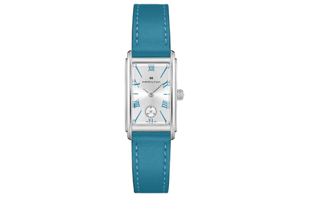 HAMILTON American Classic Series Quartz Movement Turquoise Exquisite Retro Women's Watch Swiss Watch 27*18.7mm Silver Dial Stainless Steel Case Genuine Leather Strap