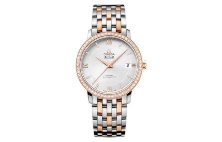OMEGA De Ville Prestige Co-Axial Master Chronometer 36.8mm Watch Silver Dial Steel & Sedna Gold