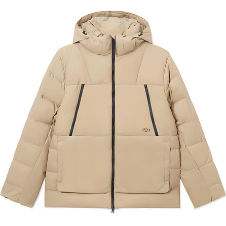LACOSTE Detachable Hood Long-Sleeve Down Jacket Men's Cream Beige