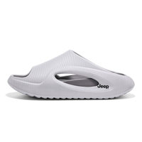 Jeep Summer Refreshing Streetwear Sports Slippers Unisex White Trendy Cool Hollowed-Out Cooling Anti-Slip Thick Sole Slides Summer Street Essential One-Strap Slippers Men's серый