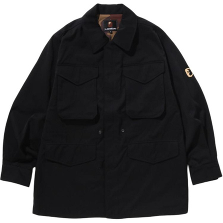 A BATHING APE SS25 Metal Badge Chest Patch Pocket Solid Color Jacket Coat Men's Black