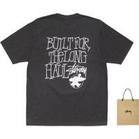 Stussy SS26 LONG HAUL TEE PIGMENT DYED Loose Print Crew Neck Short Sleeve T-Shirt Unisex Черный (подарочный пакет)