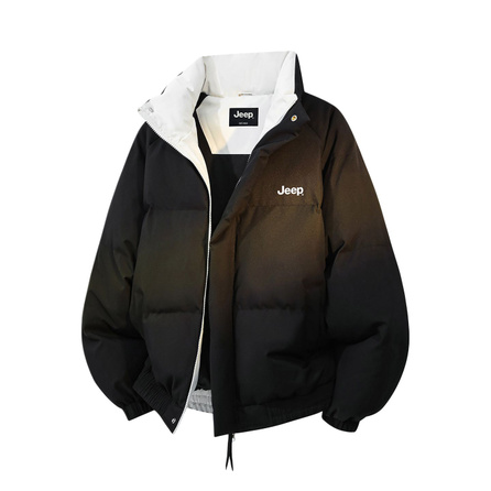 Jeep Color-Block Splicing Warm Comfortable Stand Collar Brand Logo Print American Minimalist Dopamine Outdoor Casual Premium Loose Long Sleeve Cotton Jacket Men's