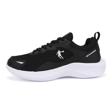 QIAODAN Cushioned Anti Slip Wear Resistant Breathable Lightweight Casual Running Shoes Men's Black White