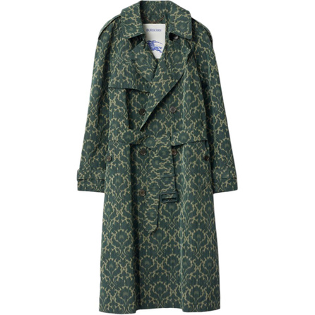 Burberry SS26 Summer Runway Series Long Baroque Print Viscose Blend Trench Coat Men's