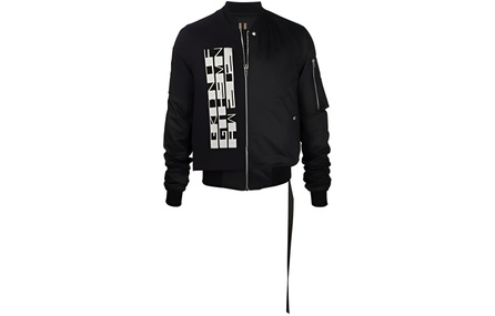 Rick Owens DRKSHDW FW21 Letter Print Print Bomber Jacket Coat Men's Black