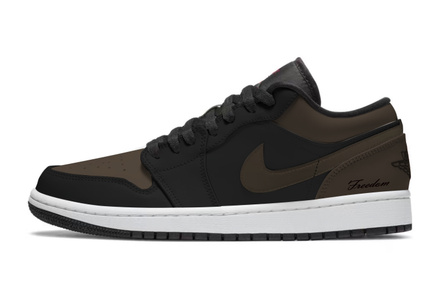 Jordan Air Jordan 1 Black Coffee Synthetic Leather Trendy Versatile Wear-Resistant Slip-Resistant Low-Top Kids' Basketball Shoes Black Brown Youth
