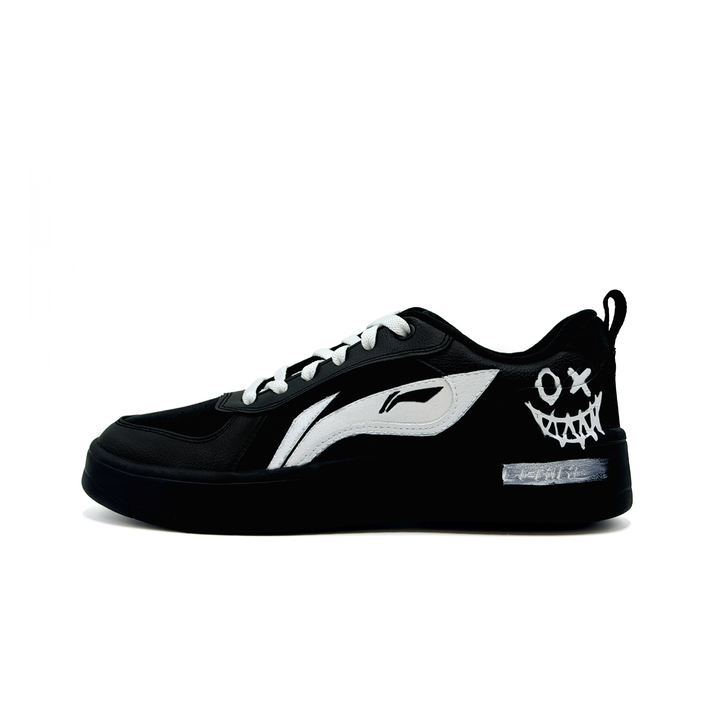 [Custom Sneakers] LiNing Li-Ning Sui Sui Street Shadow Synthetic Leather Trendy Shoes Niche Versatile Cushioning Wear-Resistant Sports Casual Warm Lightweight Waterproof Slip-Resistant Low-Top Skate Shoes Unisex Black