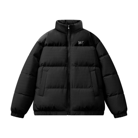 361° Letter Logo Color-Block Pleated Stand Collar Loose Warm Down Jacket Unisex