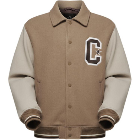 Converse Logo Sport Comfortable Versatile Long-Sleeve Baseball Jacket Men's Brown