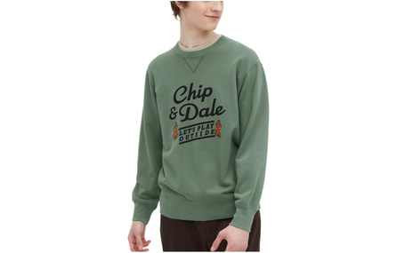 UNIQLO Logo Print Round Neck Long Sleeve Sweatshirt Unisex Green