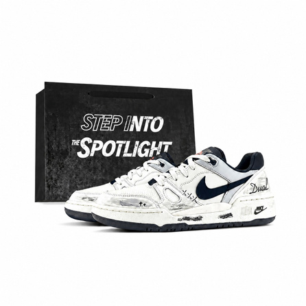 [Custom Sneakers] Nike Dunk Graffiti Aged Versatile High Street Hand-Painted Campus Light Luxury Student American Retro Back to School Boyfriend Daily Commute Gift Bag Wear-Resistant Anti-Slip Low-Top Sneakers Unisex Black White Grey