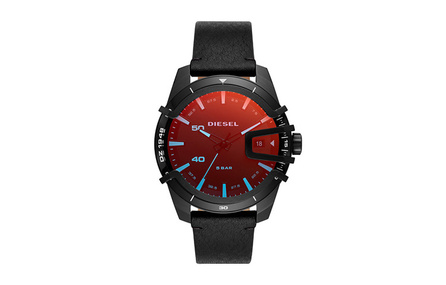 DIESEL CAGED Collection Wrist Watch Quartz Movement Leather Watch Bands Black Dial Unisex