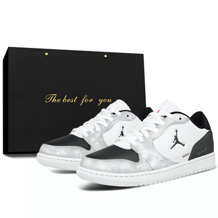 [Custom Sneakers] Jordan COURT CONNECT Shadow Grey Gift Bag Edition Preppy Style Trendy Street Minimalist Fashion Couple Premium Personalized Campus Commute Four-Season Versatile Anti-Slip Wear-Resistant Low-Top Retro Basketball Shoes Men's