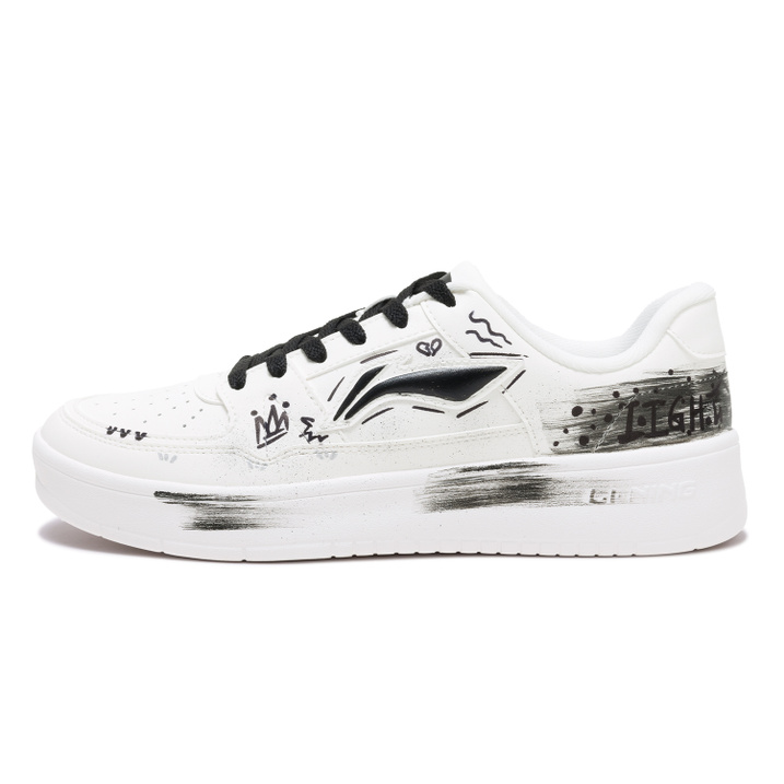 [Custom Sneakers] LiNing Moon Pro 1.0 Trendy Graffiti Simple Ins Versatile Personality Sports Casual Anti-Slip Wear-Resistant Breathable Low-Top Skate Shoes Men's