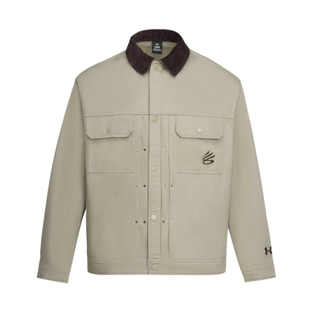 Under Armour Curry Workwear Basketball Sport Embroidered Logo Jacket Men's Forest Dog Brown Gray