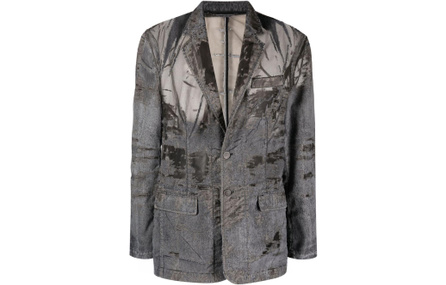 DIESEL Mesh Panels Long Sleeve Blazer Jacket Men's Black