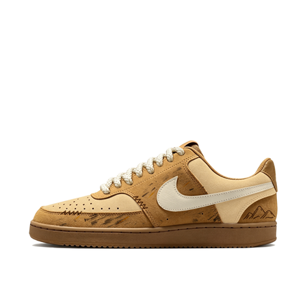 [Custom Sneakers] Nike Court Vision Suede Wheat Air Force 1 American Retro Boyfriend Maillard Campus Style Trendy Commute Versatile Height-Boosting Wear-Resistant Non-Slip Low-Top Skate Shoes Men's Brown
