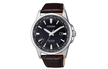 CITIZEN Eco-Drive Series 50M Water Resistant Eco-Drive Quartz Movement Leather Strap Japanese Korean Watch Men's Watch Black Dial