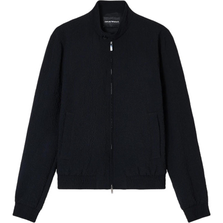 EMPORIO ARMANI FW25 Seersucker Long-Sleeve Stand Collar Zipper Placket Jacket Men's