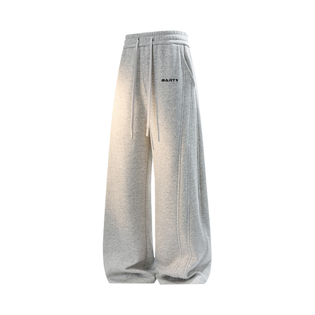 The Simpsons American Retro Basic Minimalist 3D Split Pleated Sweatpants Drawstring Elastic Waist Wide-Leg Strong Drape Loose Floor-Length Daily Commute Streetwear Versatile Casual Pants Men's