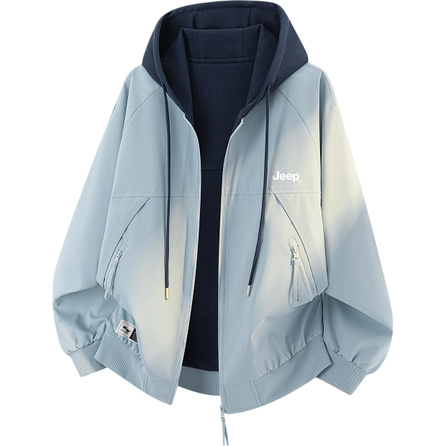 Jeep Reversible American High Street Vintage Brand Letter LOGO Casual Loose Comfortable Minimalist Reverse Striped Preppy Genderless Color-Block Hooded Jacket Unisex