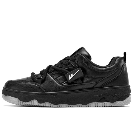 Warrior Warm Height Increasing Wear-Resistant Slip-Resistant Low-Top Skateboard Shoes Men's Black