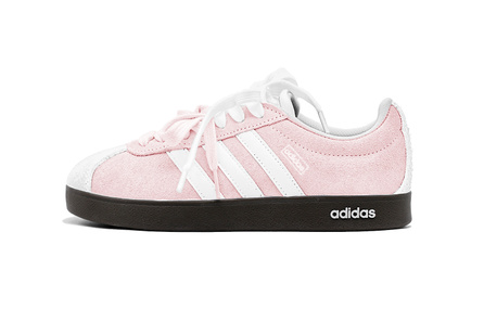 [Custom Sneakers] adidas neo VL Court 2.0 Peach Velvet Cream Miu-Style Preppy Romantic Gift Classic Double Laces Simple Versatile Low-Top German Training Shoes Unisex Pink White