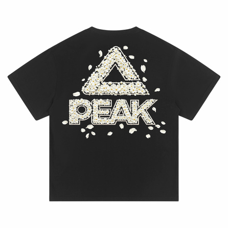 Peak American High Street Retro Pure Cotton Double Yarn Fresh Floral Element Brand Logo Design Print Daily Casual Sports Collegiate Versatile Loose Skin-Friendly Breathable Comfortable Couple Crewneck Short Sleeve T-Shirt Unisex