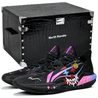[Custom Sneakers] LiNing Light Speed 3 Boom Technology Neon Clown Gift Box Graffiti Dark Street Trendy Cushioning Anti-Slip Low-Top Basketball Shoes Men's Black Pink Purple Неоновый клоун-Подарочная коробка 3