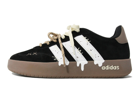 Custom Sneakersadidas BARREDA Walking Planet Flowing Chocolate Retro Versatile Graffiti Low-Top German Training Shoes Unisex Black White