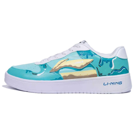 Custom LiNing Floating Boat Leather Comfortable Versatile Wrap-Around Breathable Low-Top Skate Shoes Unisex Cyan
