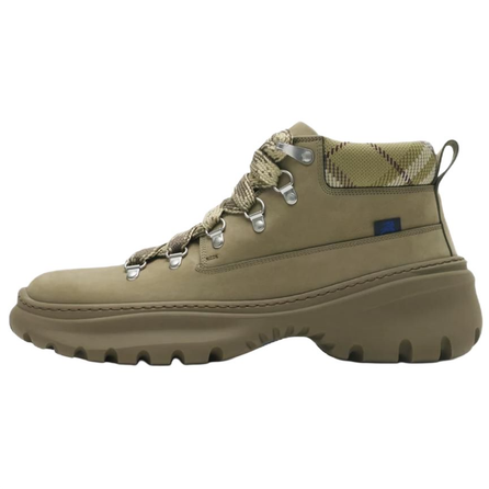 Burberry Scoot Calfskin Suede Leather Round Toe Lace-Up Hiking Ankle Outdoor Boots Men's Green